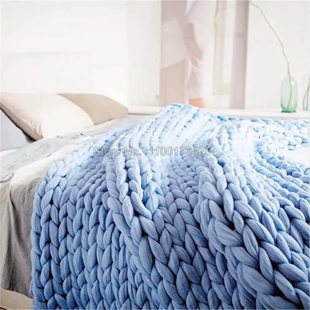 Grey Chunky Knitted Blanket