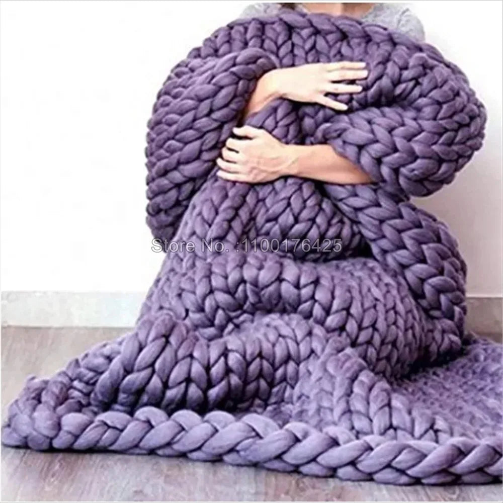 Grey Chunky Knitted Blanket