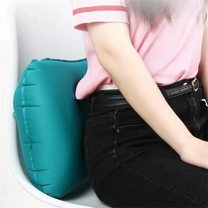 Flocking Inflatable Square Travel Pillow