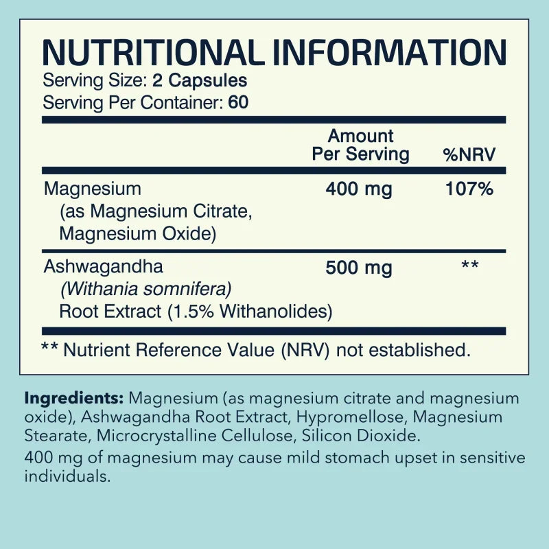 Magnesium + Ashwagandha Capsules 900mg