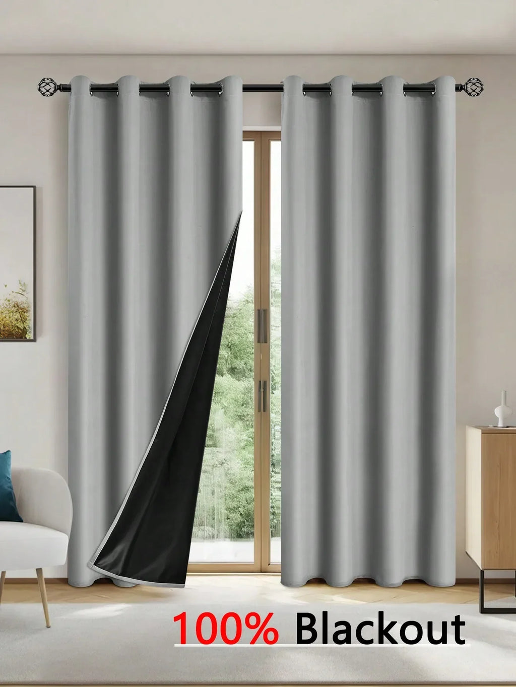 Solid 100% Blackout Curtain with Grommets