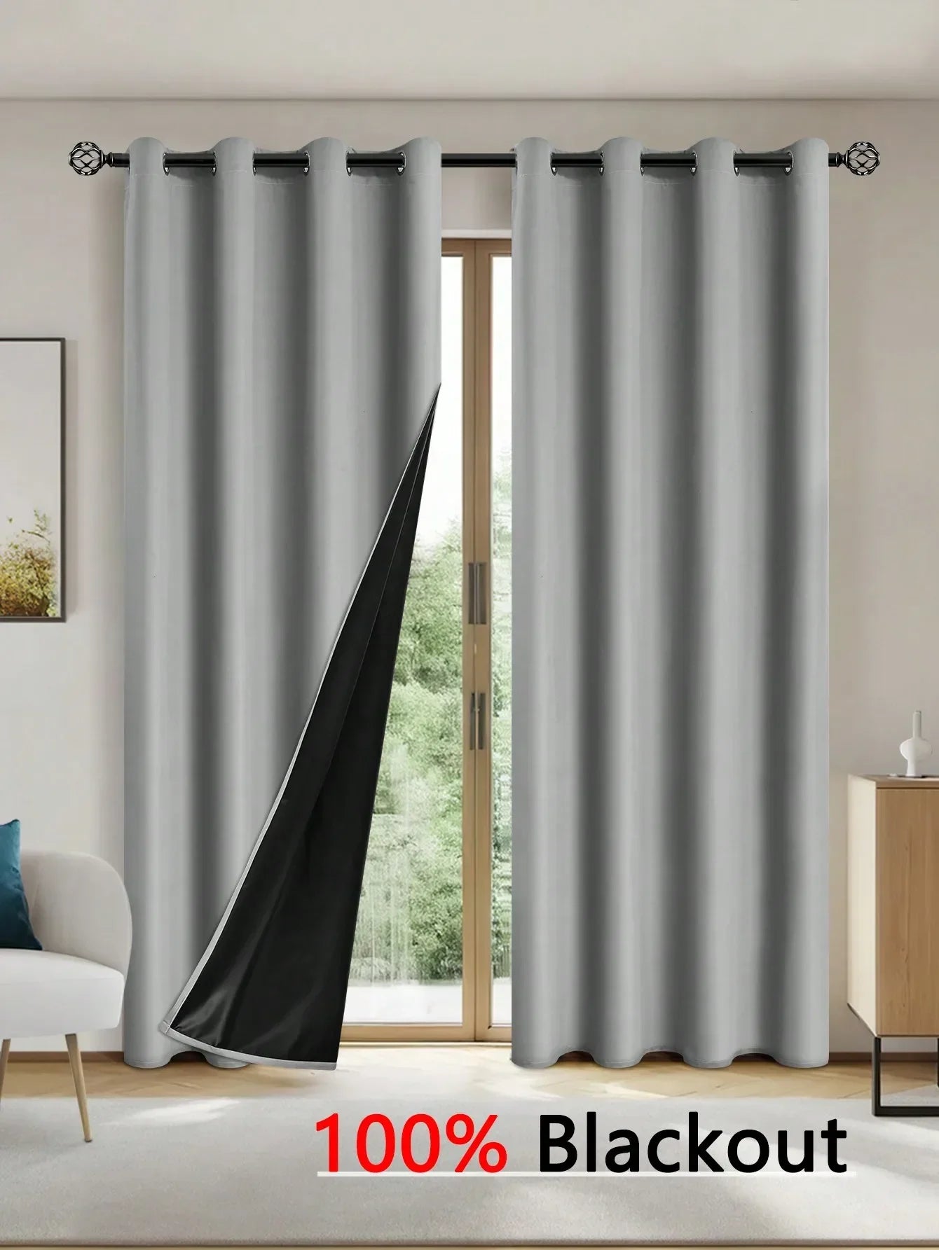 Solid 100% Blackout Curtain with Grommets