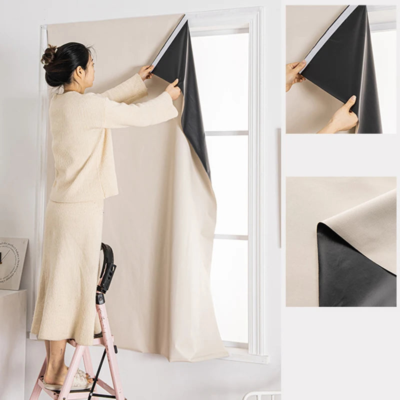 Self-Adhesive 100% Blackout Window Curtain