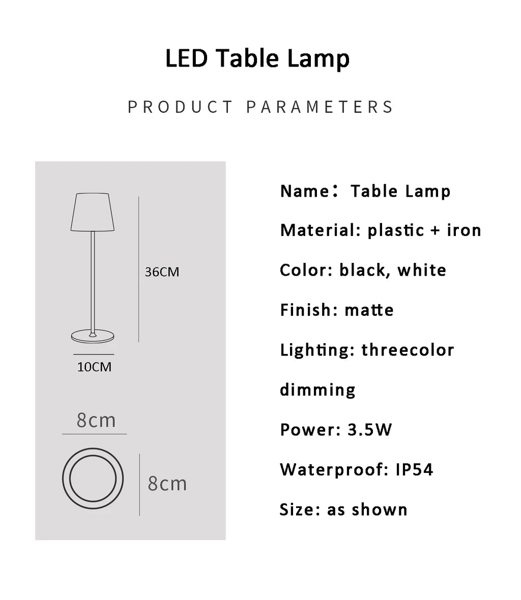 Rechargeable LED Table Lamp 3-Color