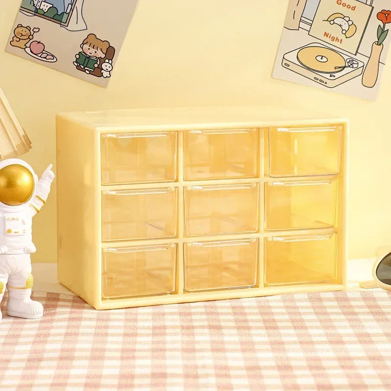 9-Grid Transparent Desktop Drawer Organizer