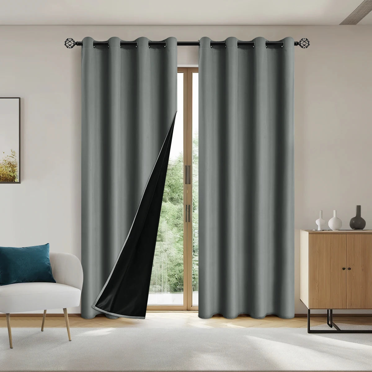 Solid 100% Blackout Curtain with Grommets
