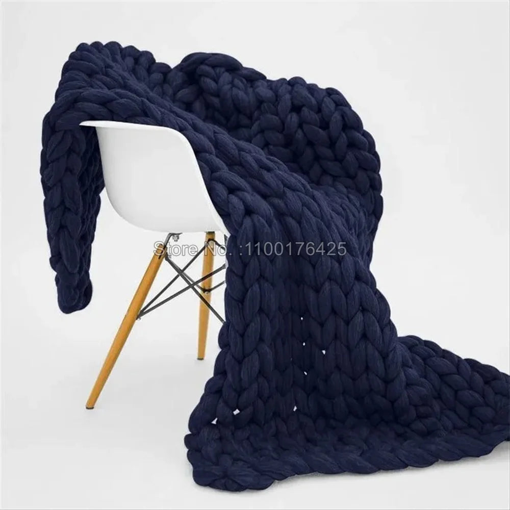 Grey Chunky Knitted Blanket