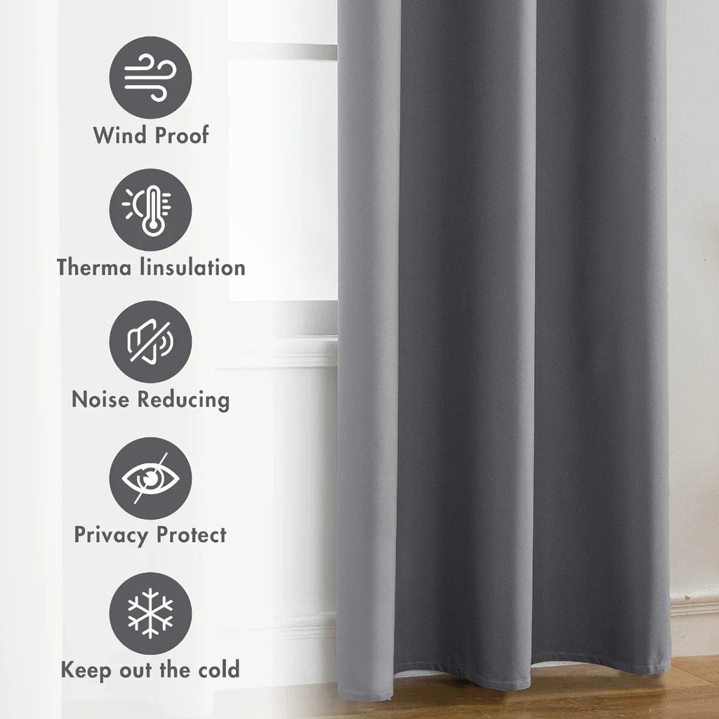 2PCS Modern 100% Blackout Curtains Set