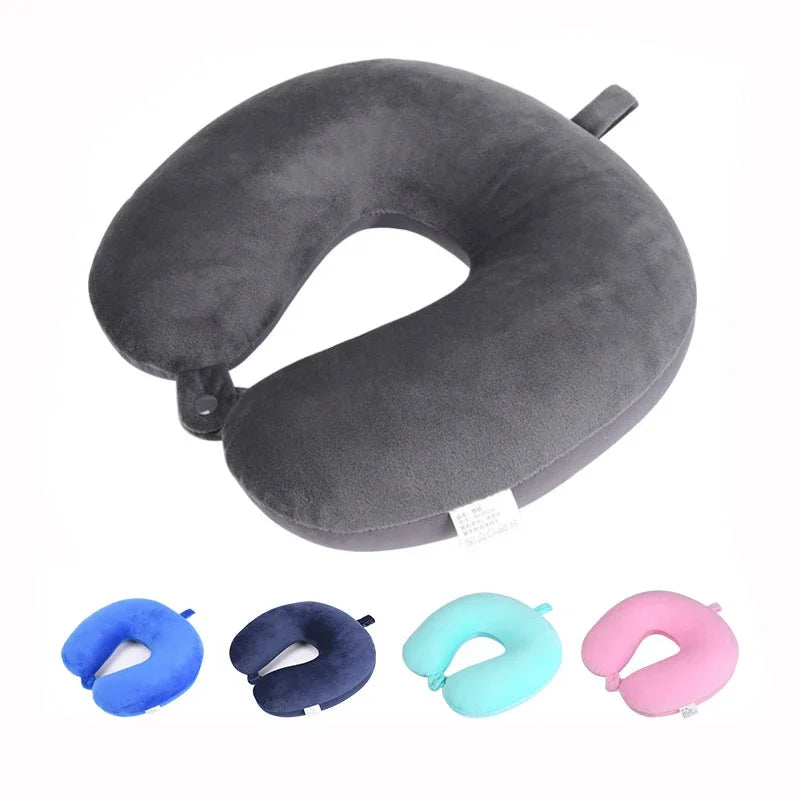 Memory Foam Travel Neck Pillow with Snap Strap