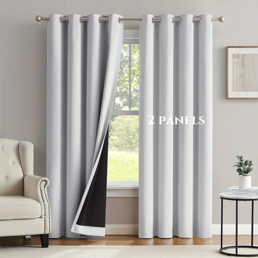 2 Panels Solid 100% Blackout Curtains
