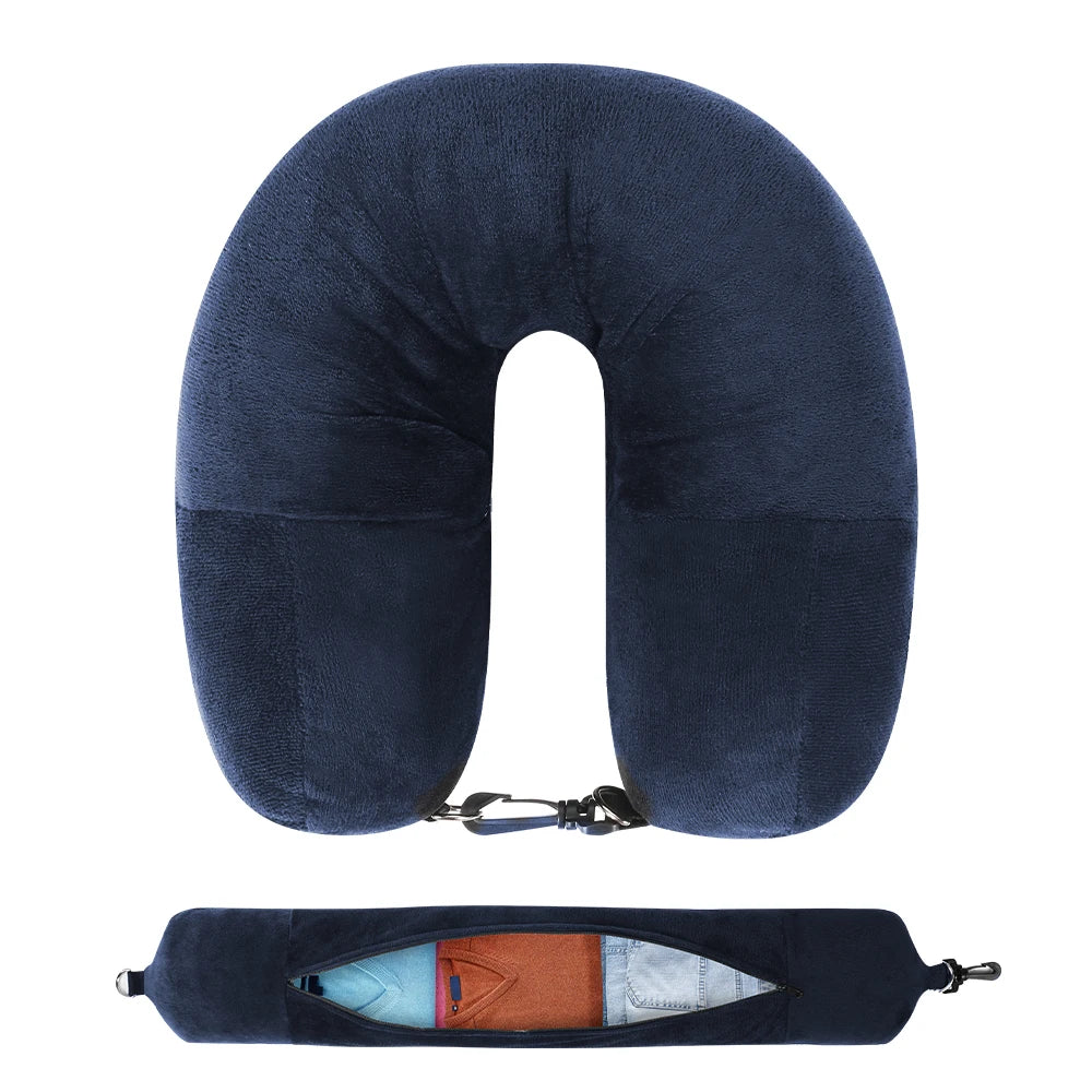 U-Shaped Travel Neck Pillow with Storage Bag