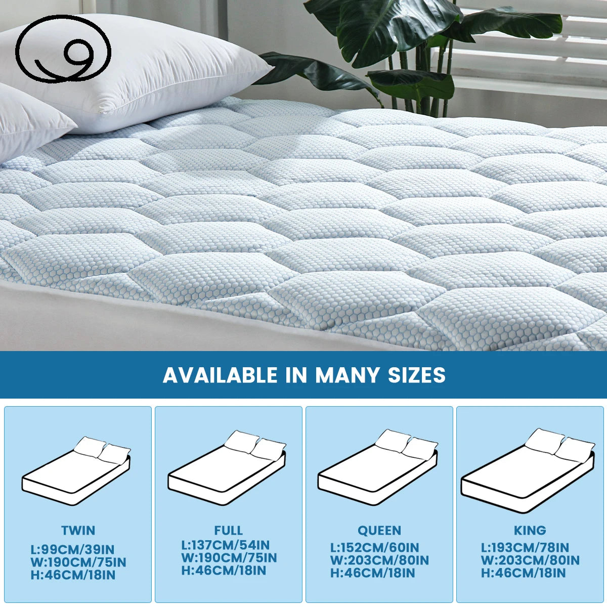 Cooling Waterproof Fitted Mattress Topper