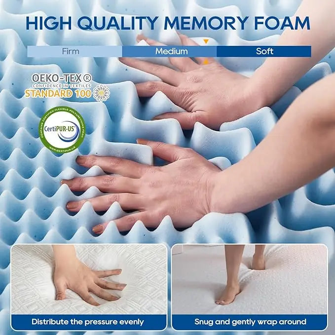 High-Density Cooling Gel Memory Foam Topper