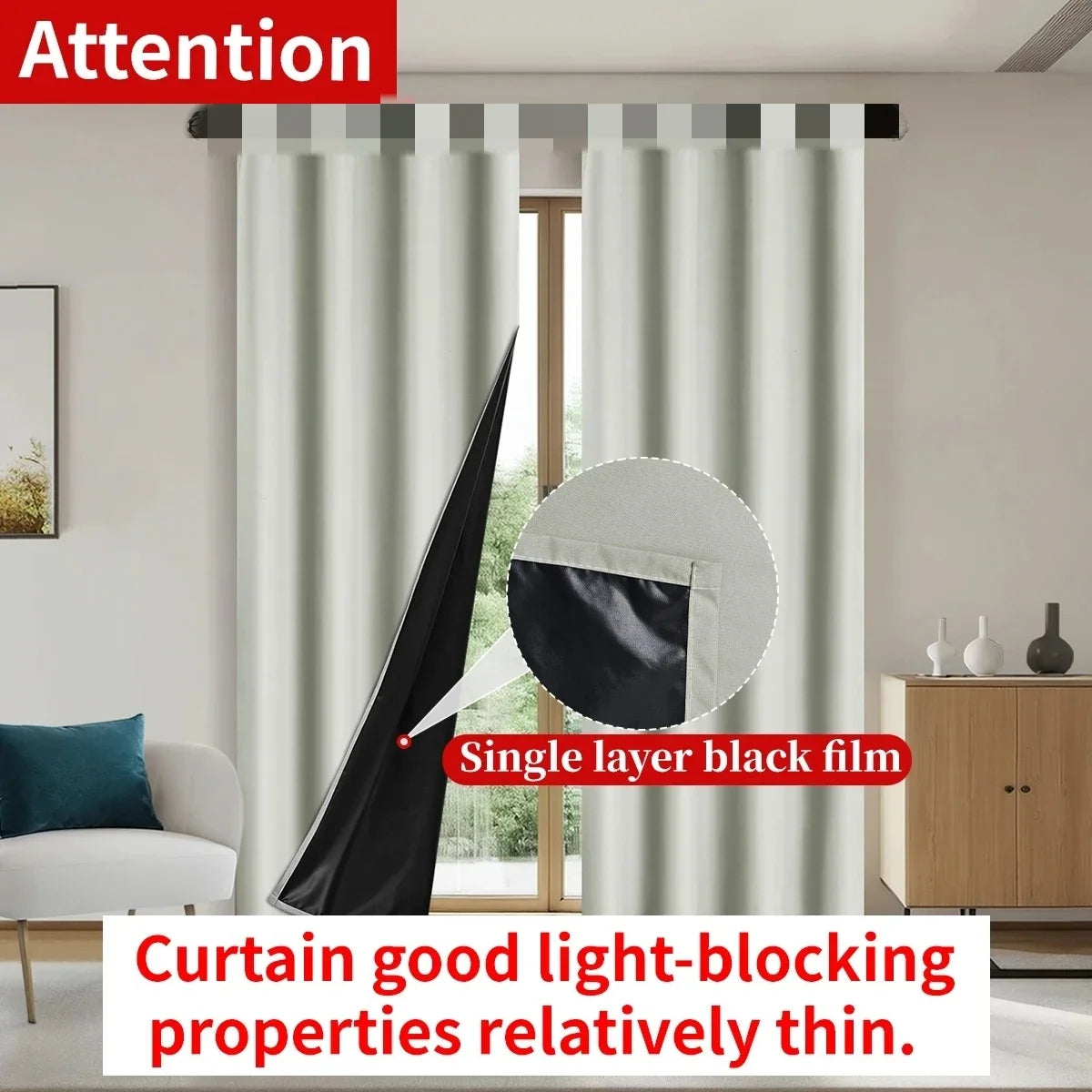 100% Blackout Rod Pocket Curtain Panel