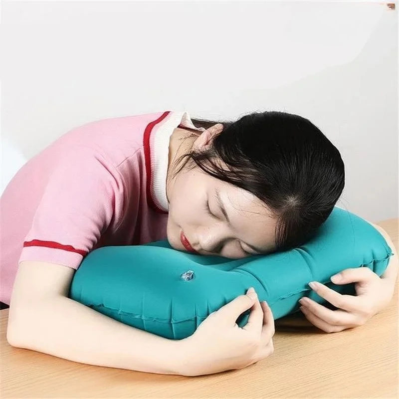 Flocking Inflatable Square Travel Pillow