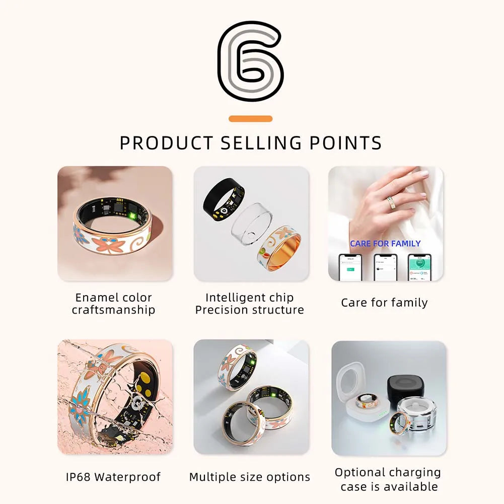Color Enamel Smart Ring Health Tracker