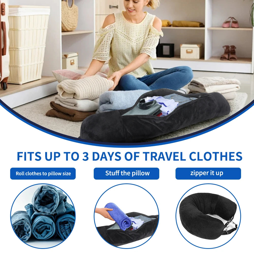 U-Shaped Travel Neck Pillow with Storage Bag