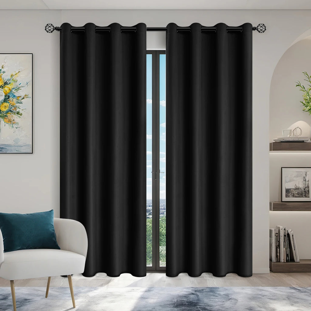 2PCS Modern 100% Blackout Curtains Set