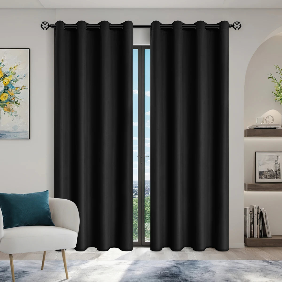 2PCS Modern 100% Blackout Curtains Set