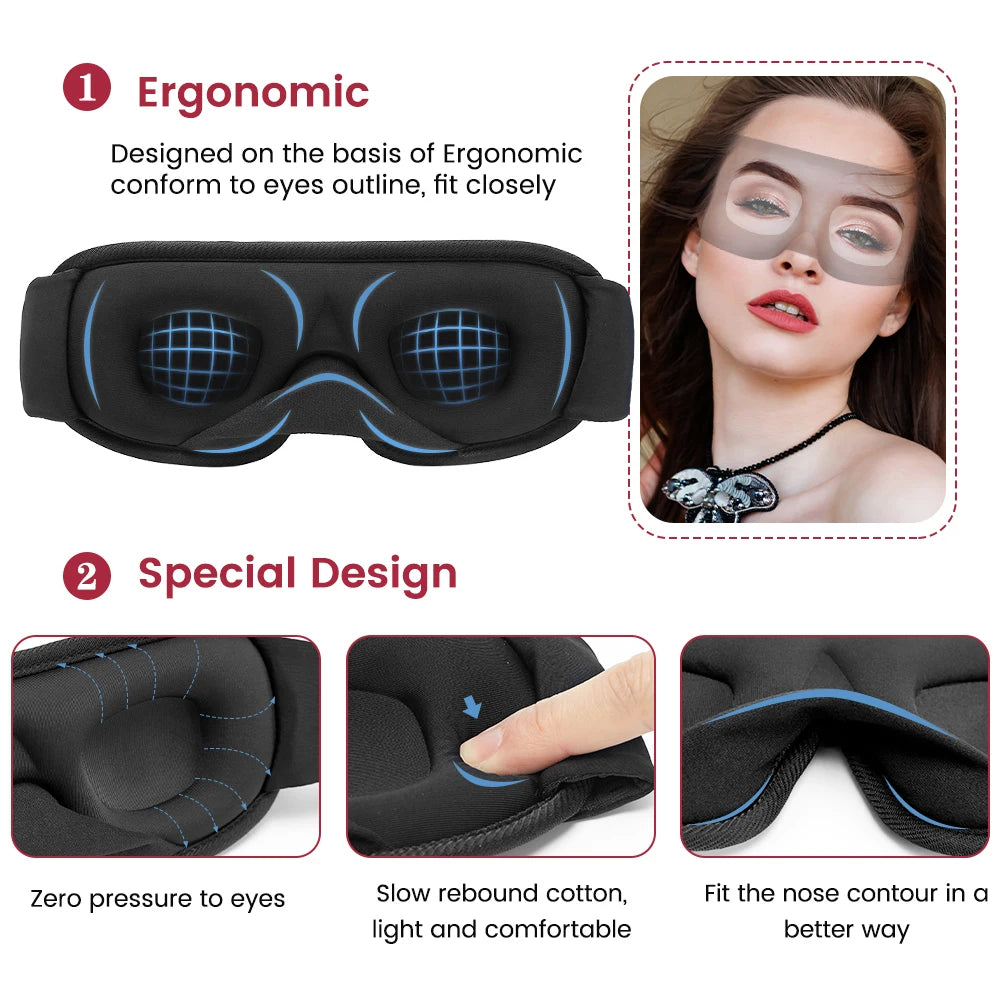 3D Contour Sleep Mask for Travel & Night