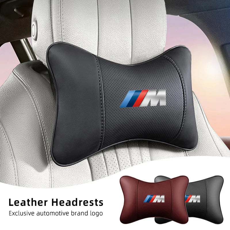 Leather Car Headrest Neck Pillow for BMW