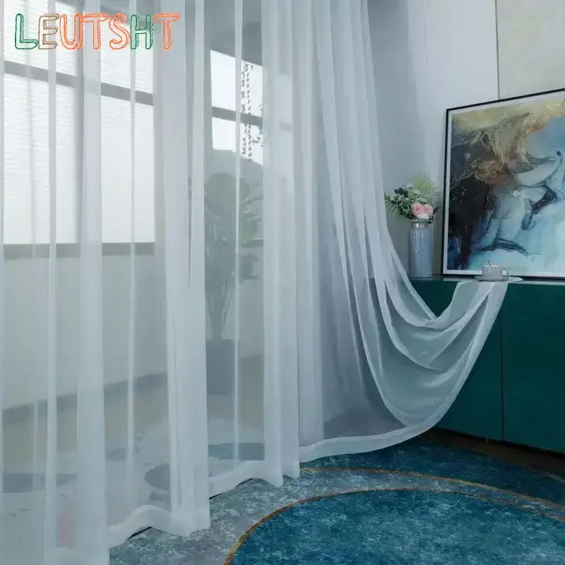 Custom White Sheer Curtains – Living Room