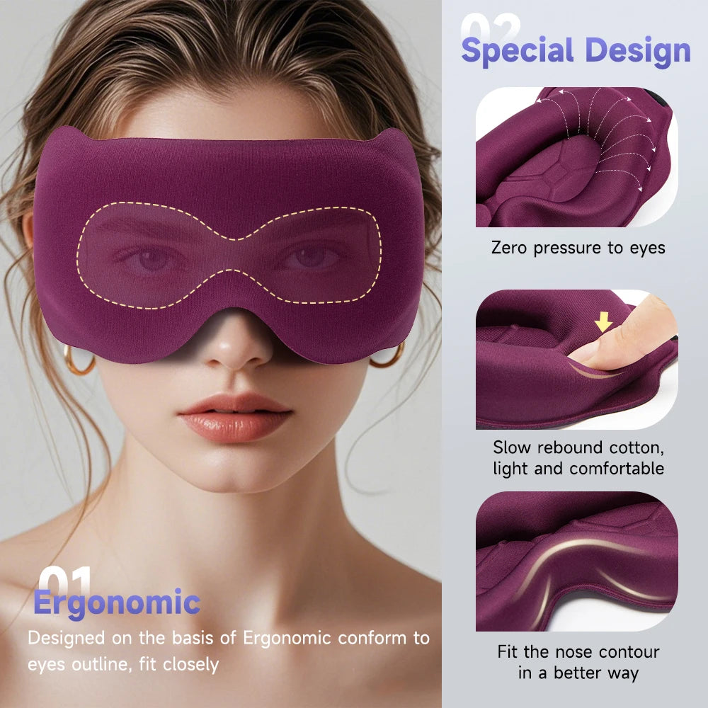 3D Sleep Mask – Soft Memory Foam Eye Cover