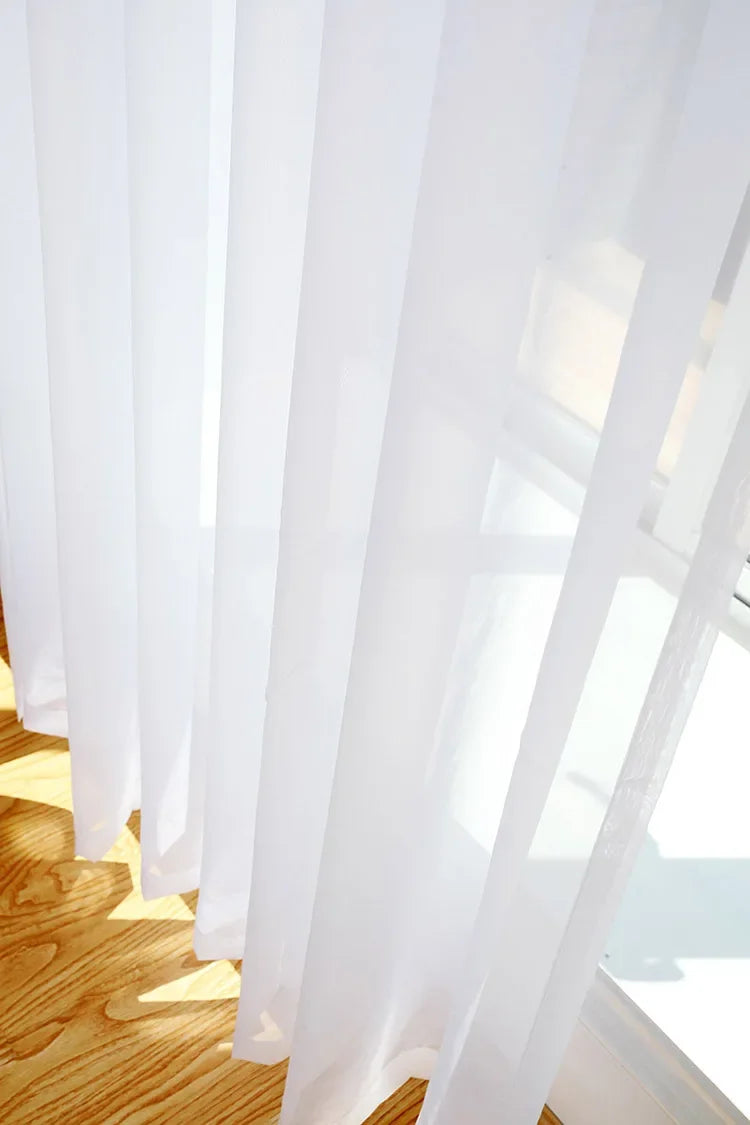 Custom White Sheer Curtains – Living Room