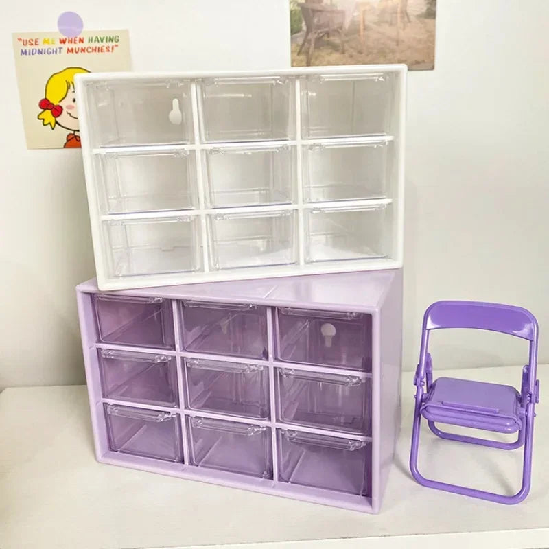 9-Grid Transparent Desktop Drawer Organizer