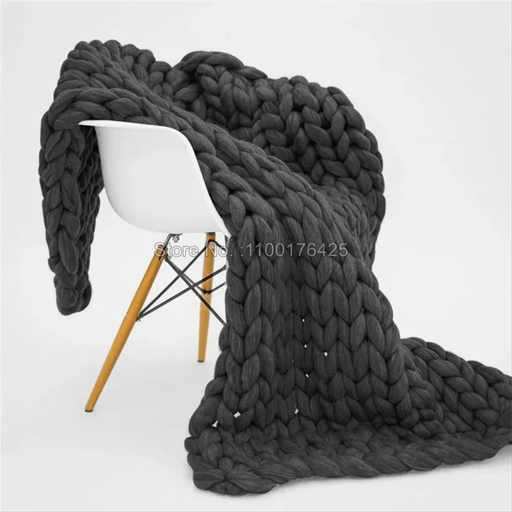 Grey Chunky Knitted Blanket