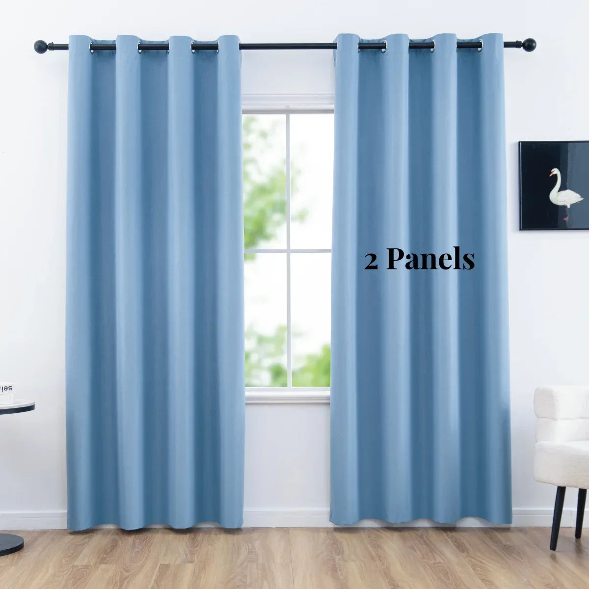 2 Panels Solid 100% Blackout Curtains