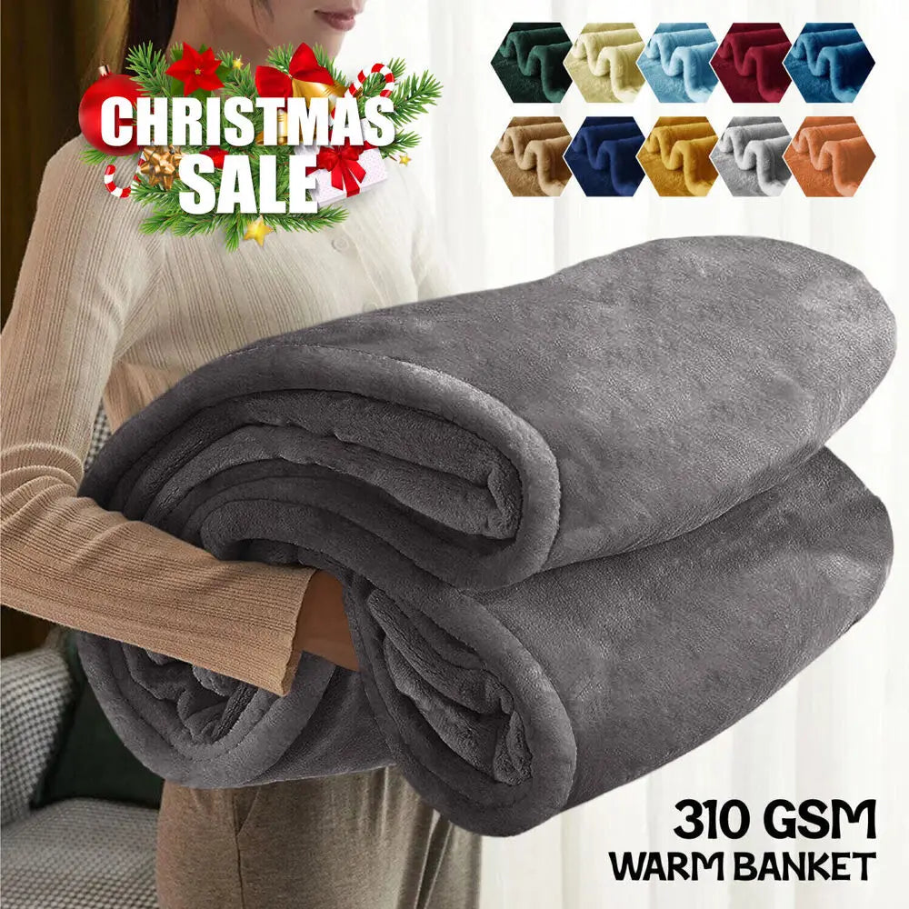 Fleece Plush Soft Blanket for Sofa & Bed