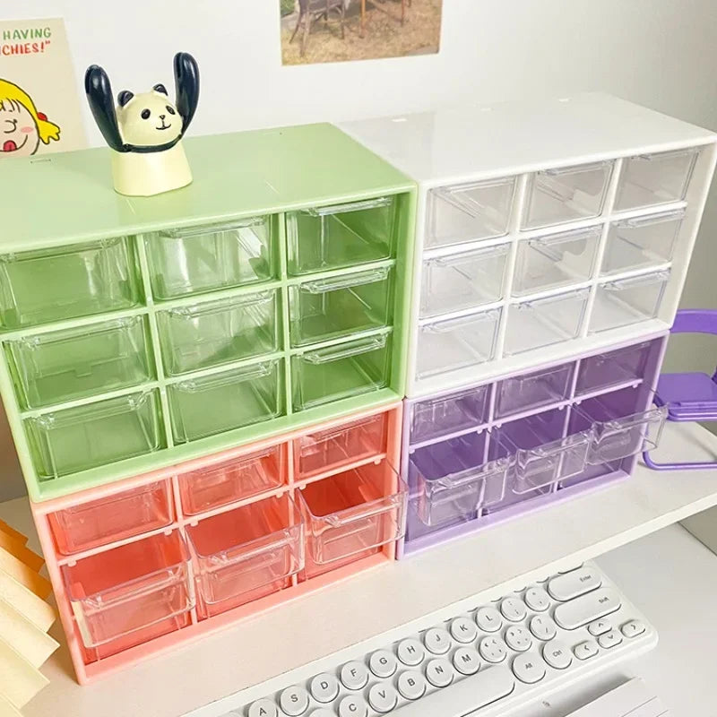 9-Grid Transparent Desktop Drawer Organizer