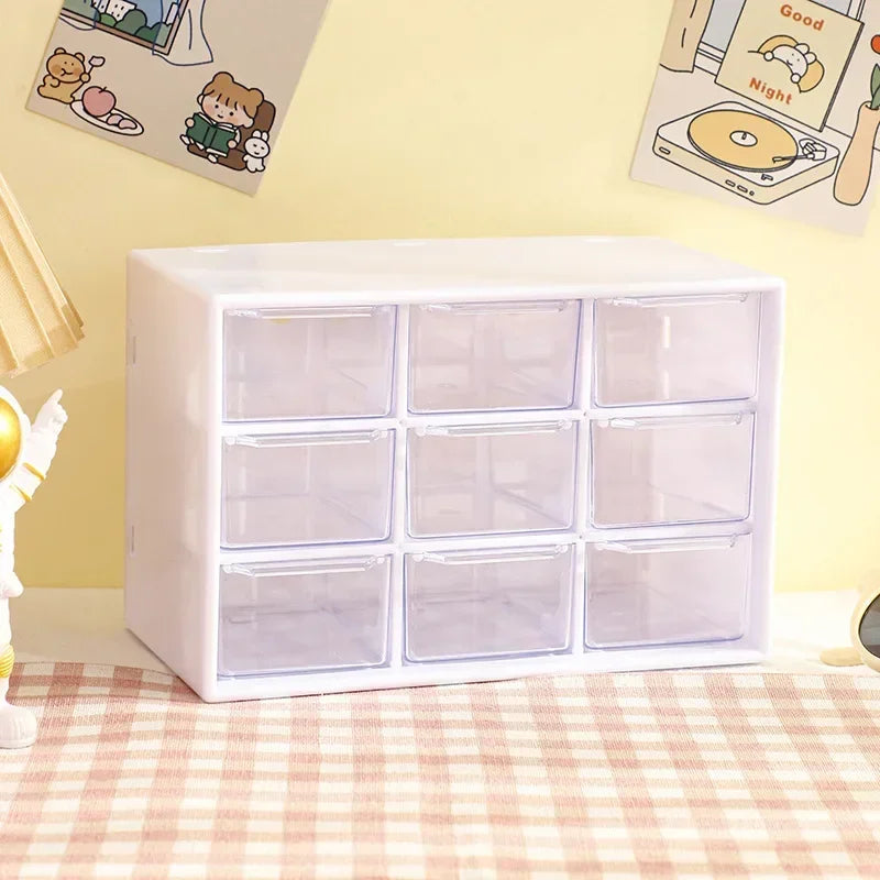 9-Grid Transparent Desktop Drawer Organizer