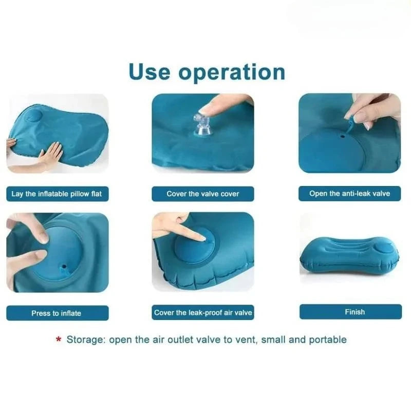 Flocking Inflatable Square Travel Pillow