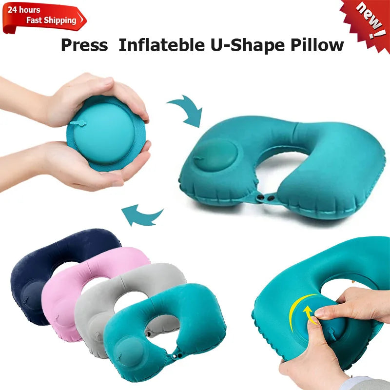 Inflatable U-Shaped Travel Neck Pillow