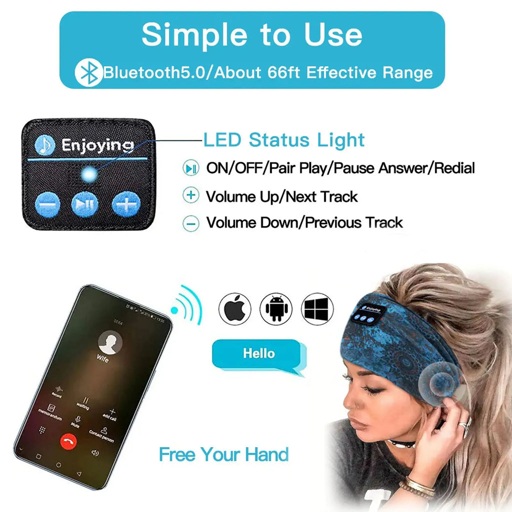 Wireless Leopard Sleep Headband Headphones