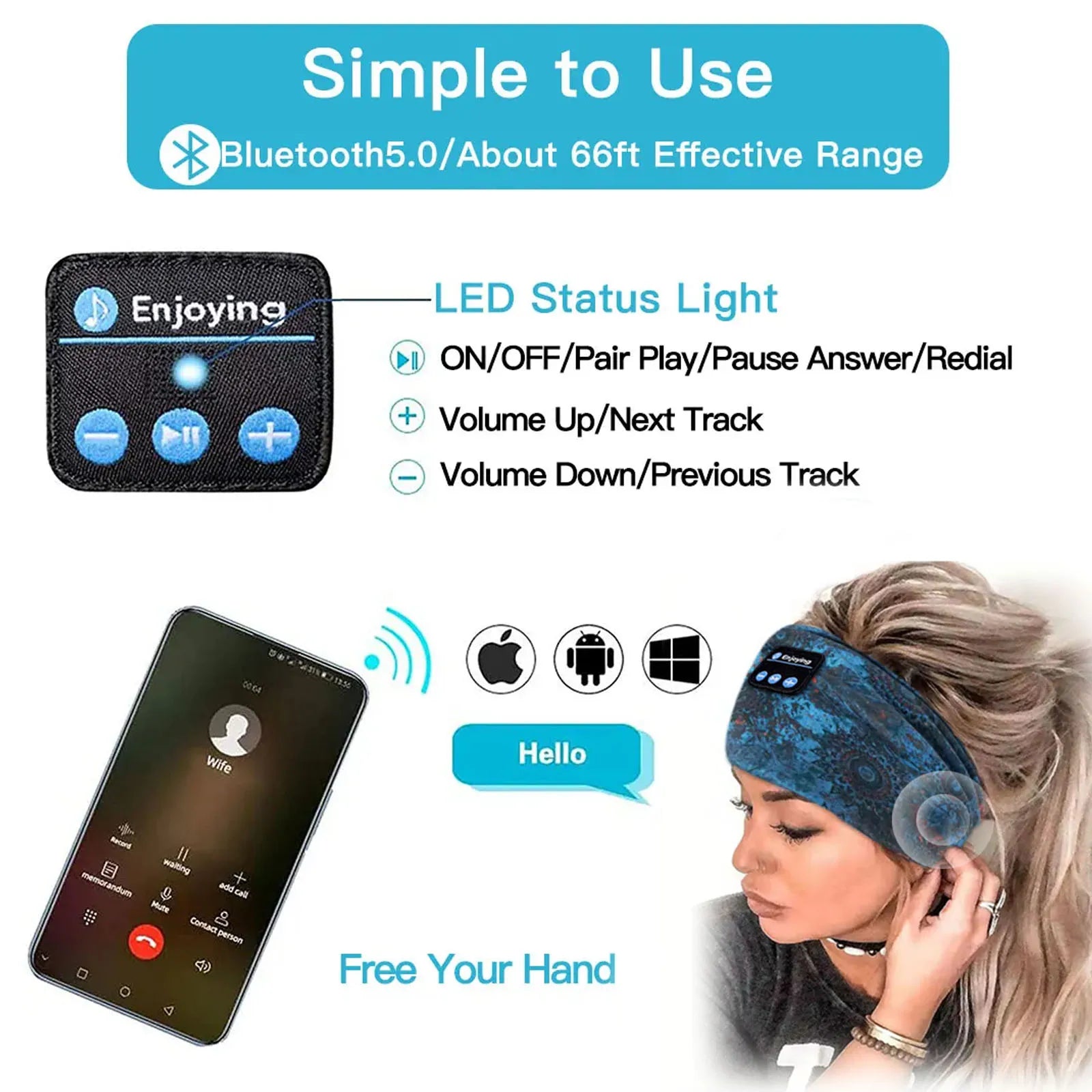 Wireless Leopard Sleep Headband Headphones