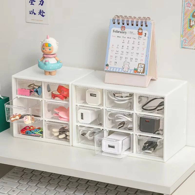 9-Grid Transparent Desk Drawer Organizer