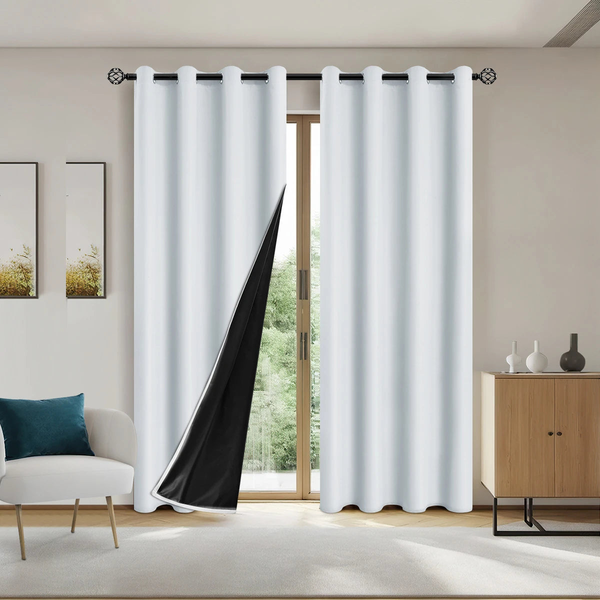 2PCS Modern 100% Blackout Curtains Set