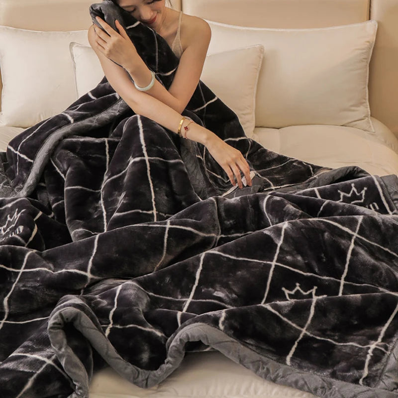 Weighted Raschel Plush Warm Blanket