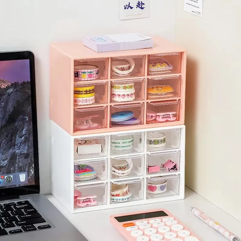 9-Grid Transparent Desk Drawer Organizer