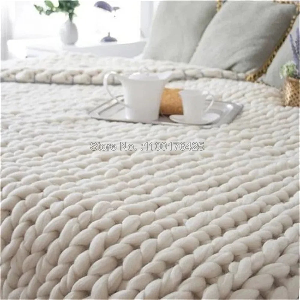 Grey Chunky Knitted Blanket