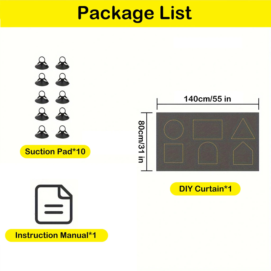 100% Blackout Curtain with Suction Cup UV Blocking Window Drapes Blinds Full Shades Panel DIY Portable Film Sunshade Cover