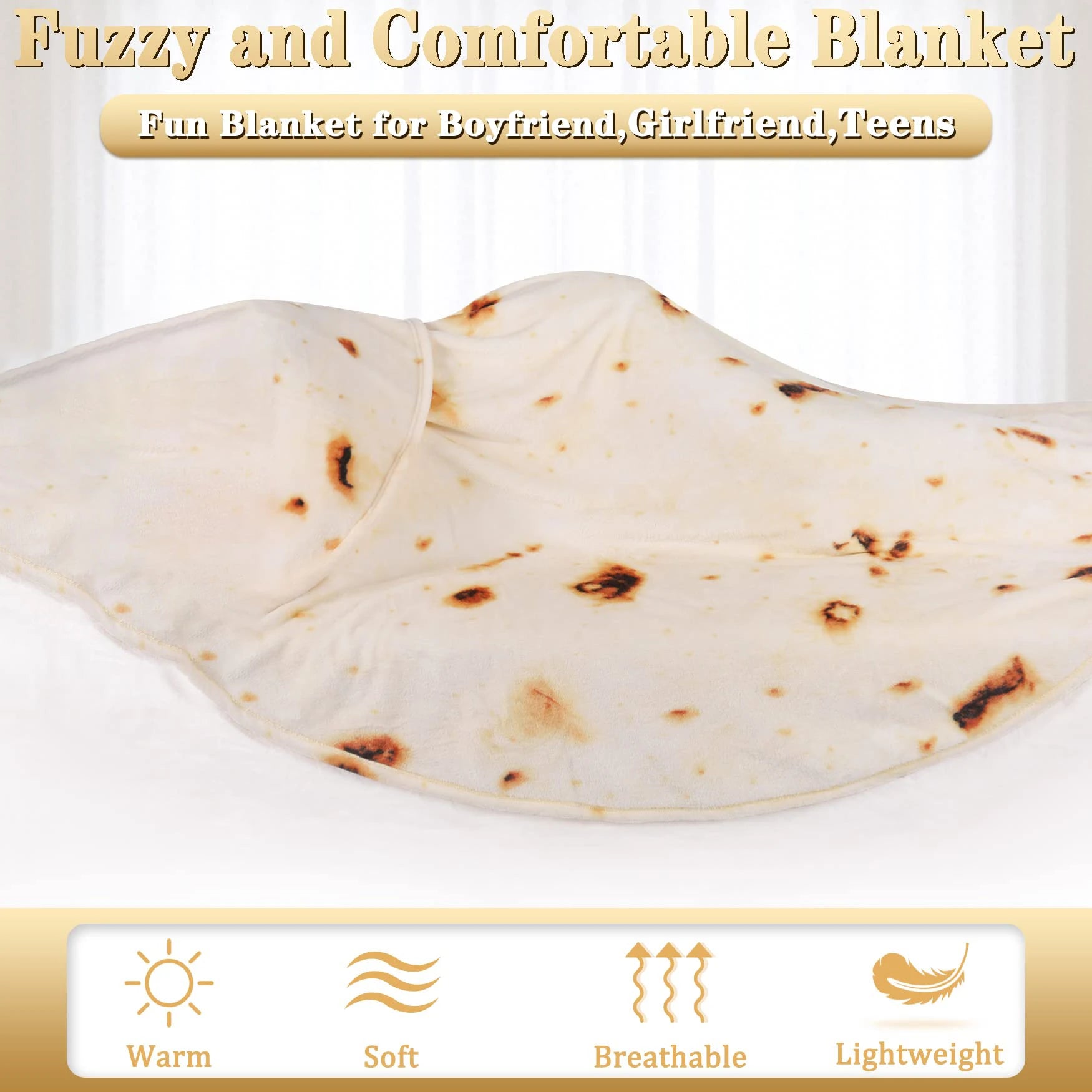 Burrito Tortilla Flannel Throw Blanket