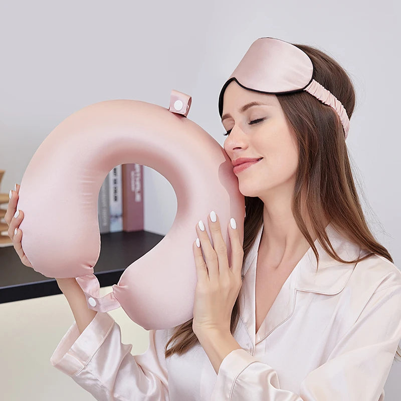 Silk Memory Foam U-Shaped Travel Neck Pillow