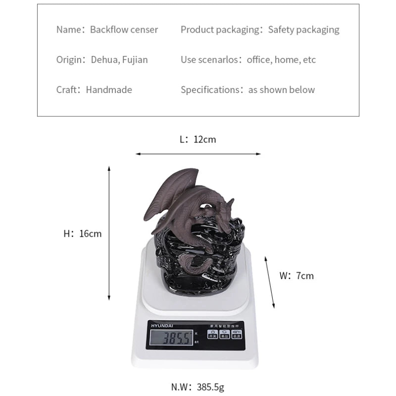 Dragon Backflow Incense Burner Ceramic