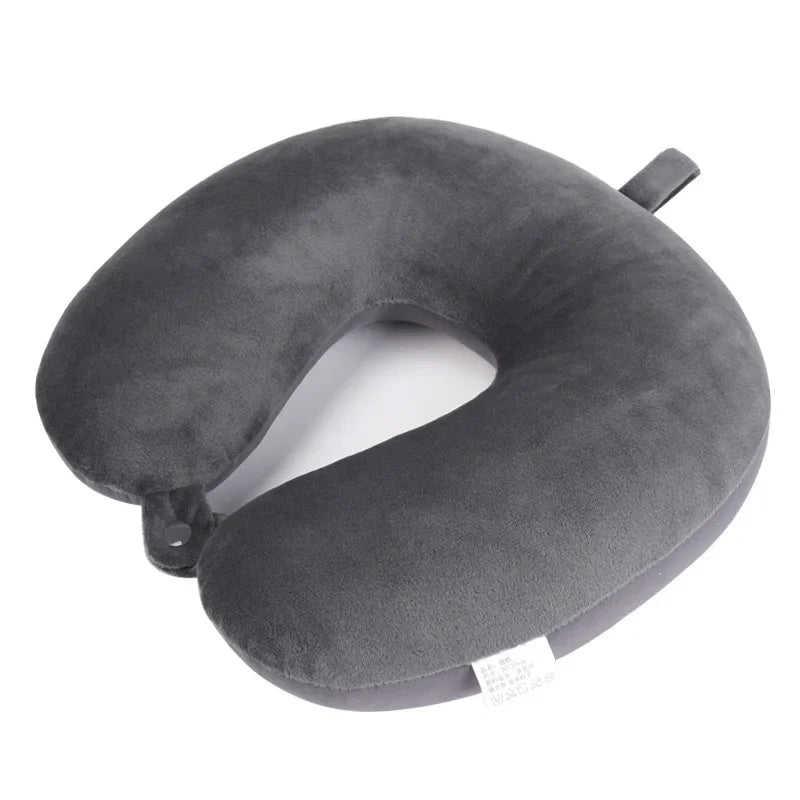 Memory Foam Travel Neck Pillow with Snap Strap