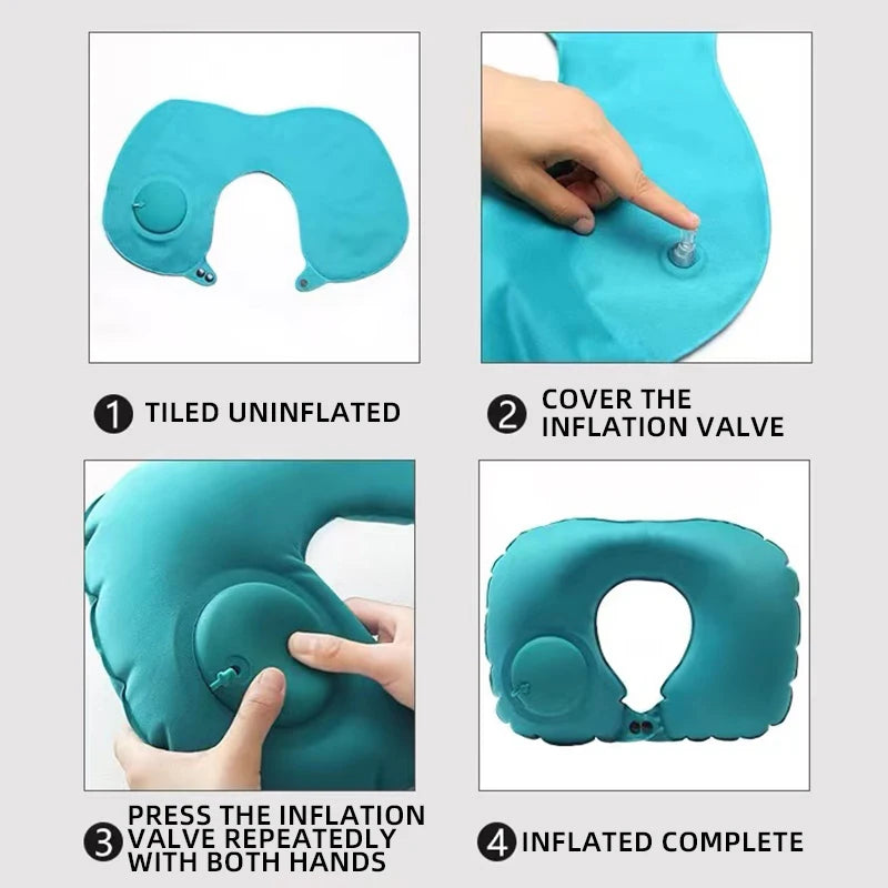 Inflatable U-Shaped Travel Neck Pillow