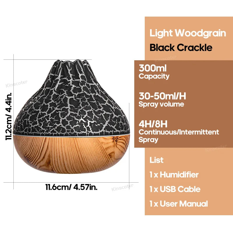 300ml Volcano Air Humidifier with Lights